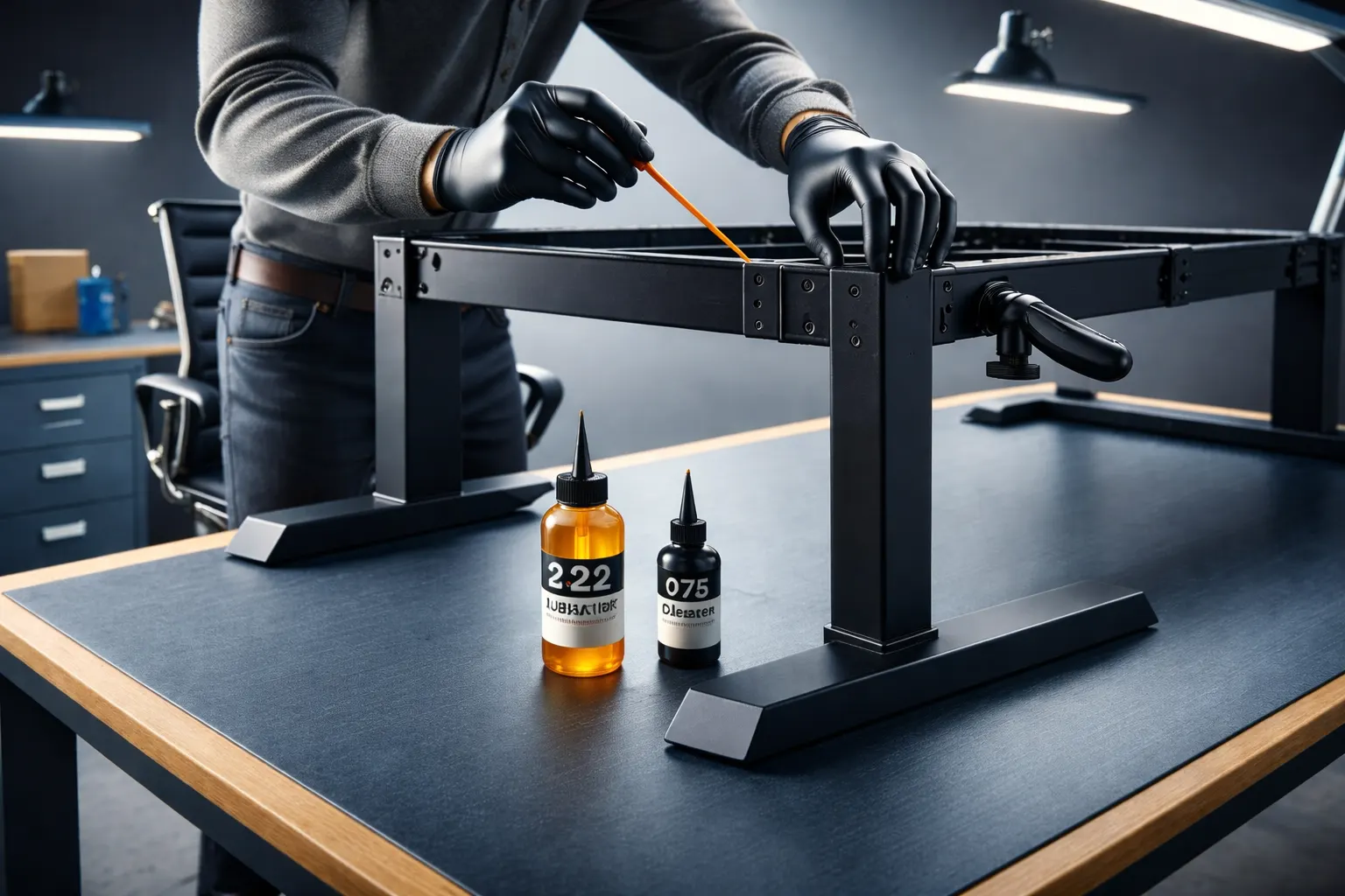 Lubricación de componentes de escritorios de oficina