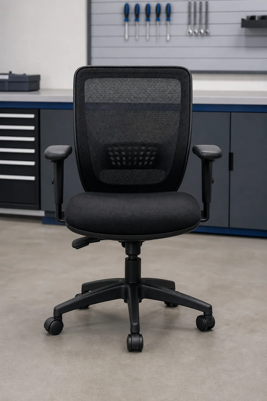 Silla de oficina con asiento para revisión antes del mantenimiento